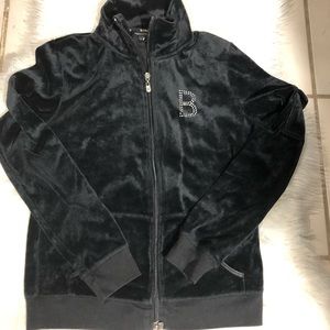 Bcbg maxazria black jacket kangaroo pockets full zipper Sz medium